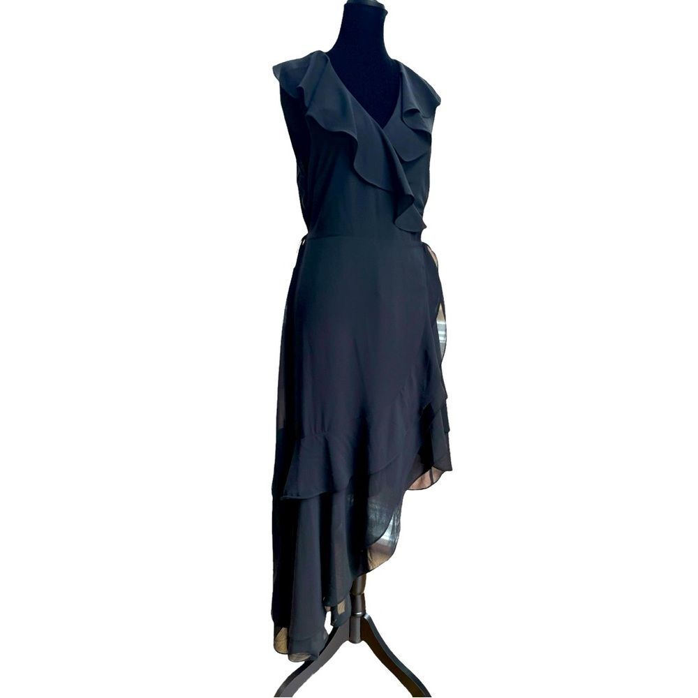 Anthropologie Black Ruffled Dress